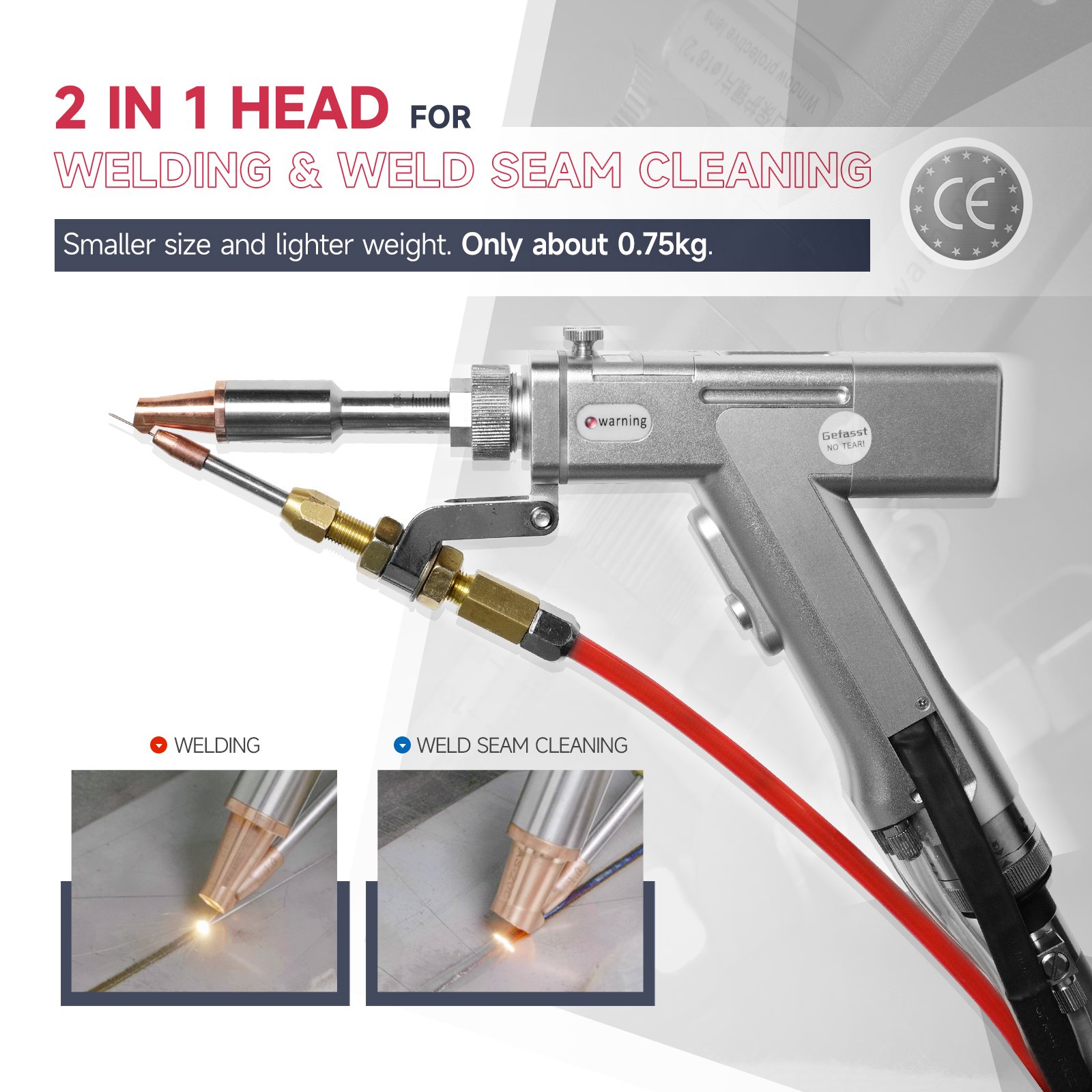 US Stock 2 in 1 1500W Mobile Laser Welding Machine with Weld Seam Cleaning Function Handheld Metal Laser Welder - Image 5