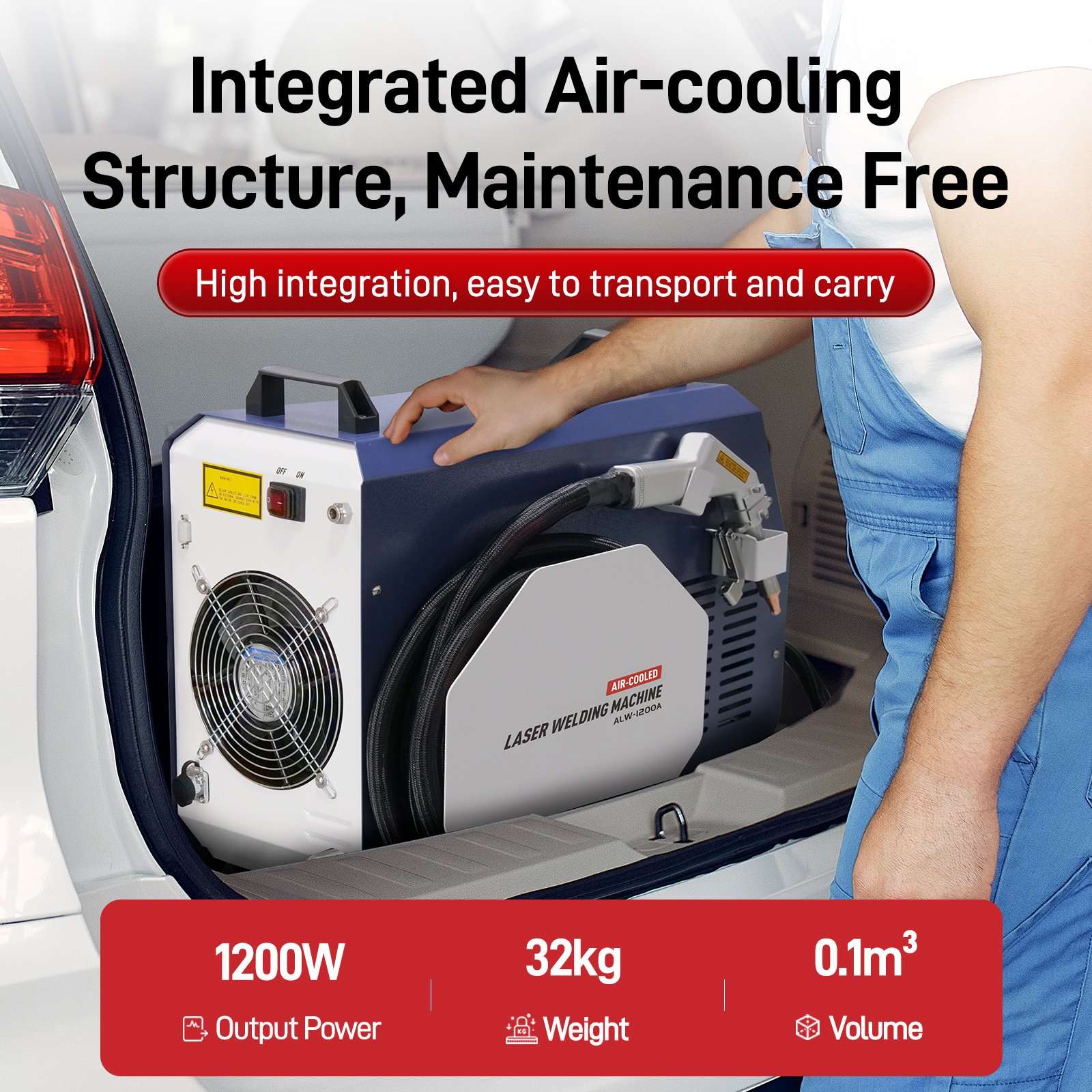 SFX ALW-1200A Air-cooled Laser Welding Machine with Auto Wire Feeder for Metal Stainless Steel Aluminum Copper Welding - Image 3