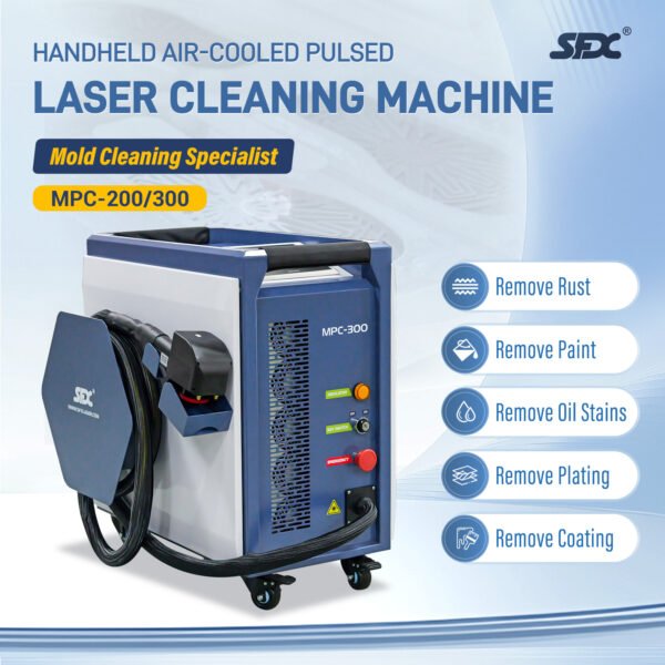 SFX MPC 200W 300W Laser Mold Cleaning Machine Pulse Air Cooled Laser Cleaner Rust Remover