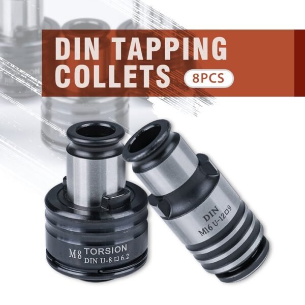 GT12 DIN Tapping Collet Chucks 8PCS for SFX-16R Electric Tapping Machine High Precision Quick Change Compatible for GT12 DIN Collet Holder M3 M4 M5-M6 M8 M10 M12 M14 M16
