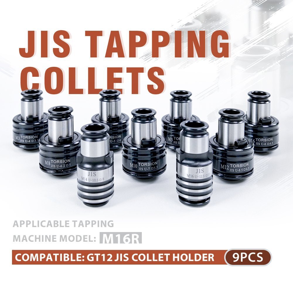 JIS GT12 Tapping Collets Chucks Set 9PCS for SFX-M16R Electric Tapping Machine Quick Change M3 M4 M5 M6 M8 M10 M12 M14 M16 - Image 3