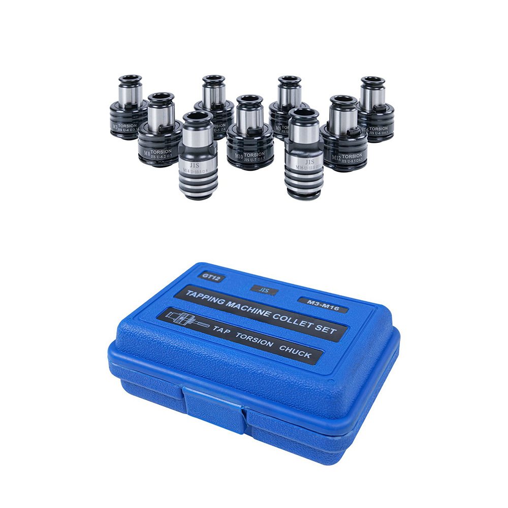 JIS GT12 Tapping Collets Chucks Set 9PCS for SFX-M16R Electric Tapping Machine Quick Change M3 M4 M5 M6 M8 M10 M12 M14 M16