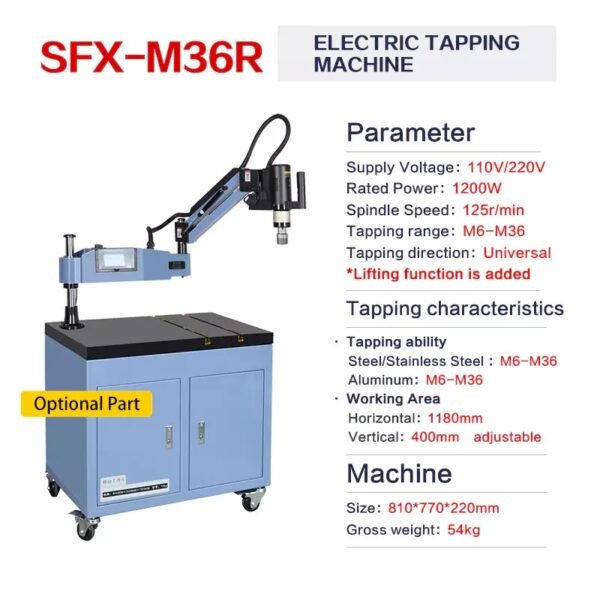 US Stock SFX M36R Electric Tapping Machine M6-M36 With 360° Flexible Tapping Arm For Threading Drilling Tapping with ANSI Collects