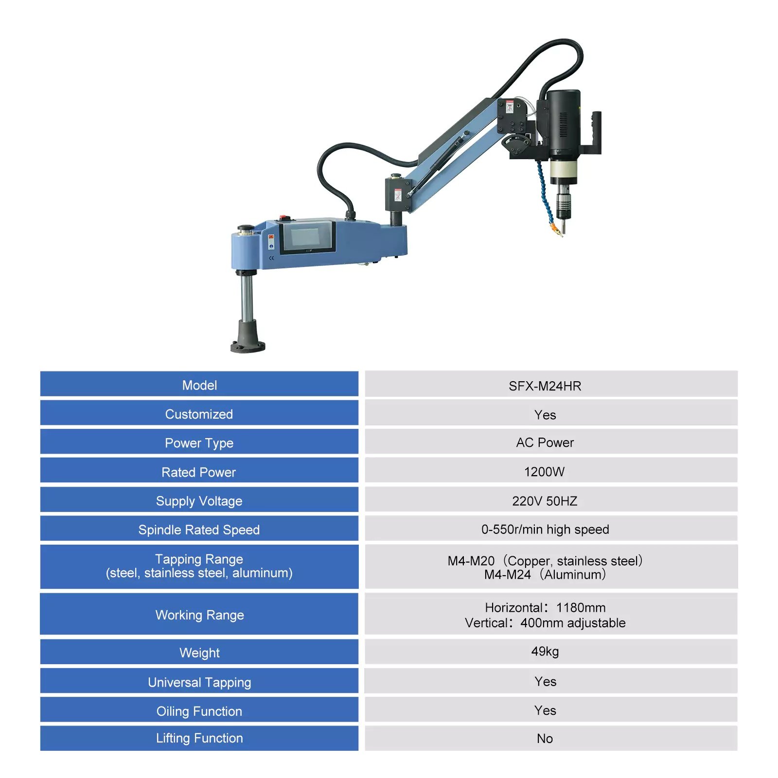 US Stock SFX M4-M20 Electric Tapping Machine with ANSI Collets Oil Sprayer for Steel Aluminum Tapping Universal Tapping SFX-M24HR - Image 6