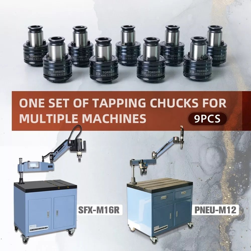 SFX 9PCS GT12 ANSI Tap Collets Chucks Holders for SFX M16R Tapping Machine - Image 5